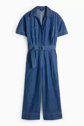 Denim jumpsuit met ceintuur