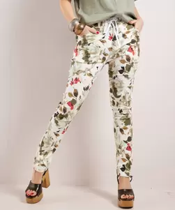 Broek stretch twill bloemen