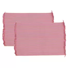 Placemat Maddy pink orange stripe - set van 2