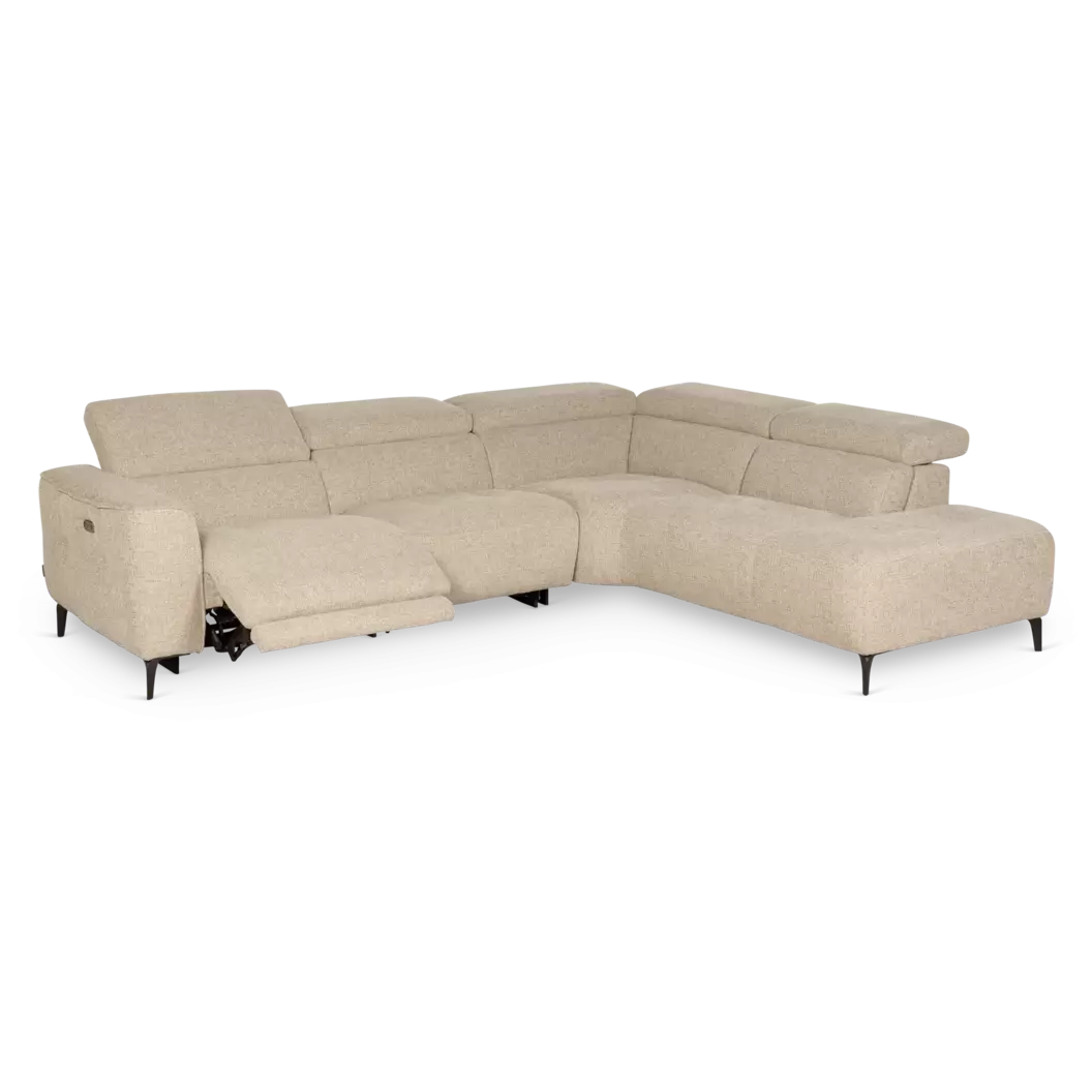 Hoekbank Scala - elektrische relaxfunctie - 2,5-zits + ottomane - stof Milan Mink