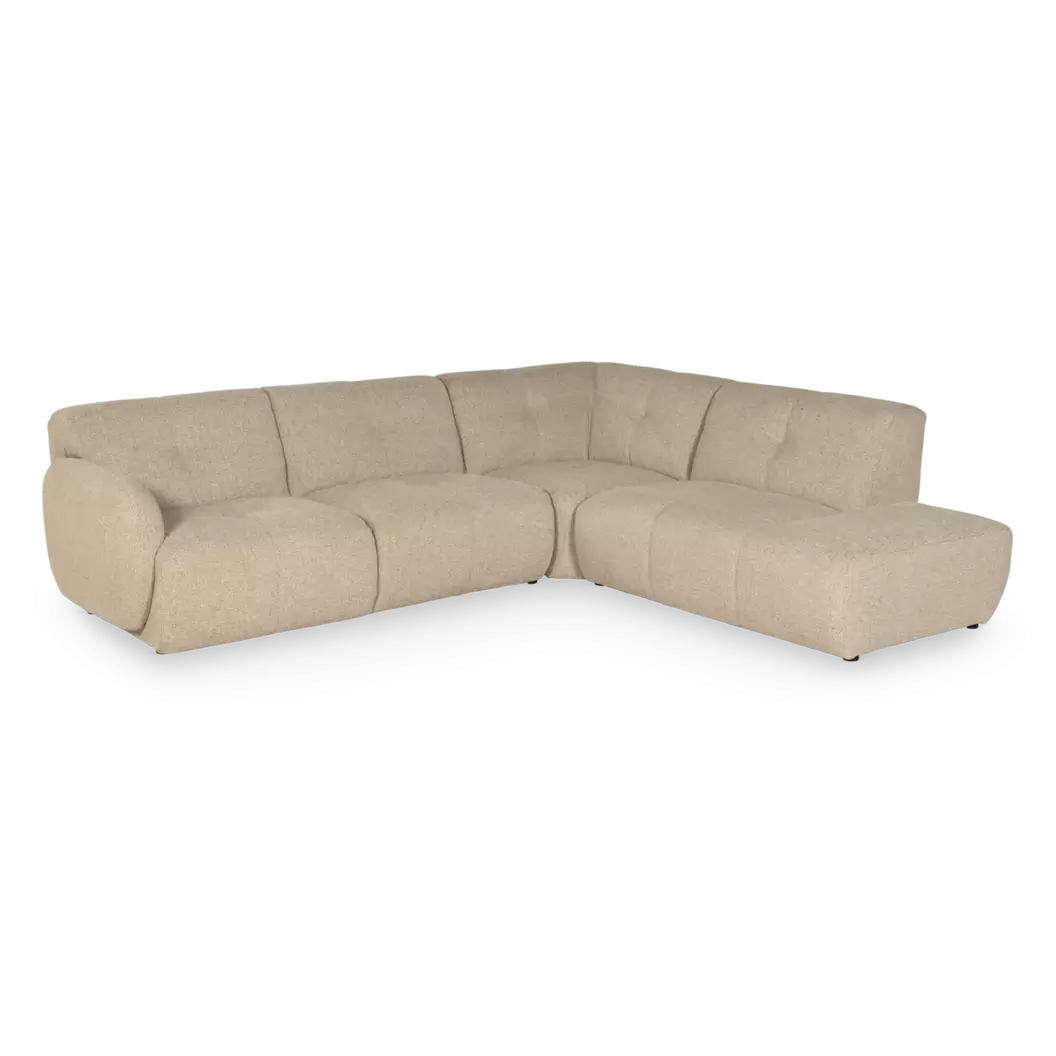 Hoekbank Tahiti - 2,5-zits + ottomane - stof Milan Mink