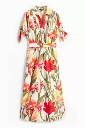 Fit & flare-jurk met ceintuur - gebloemd