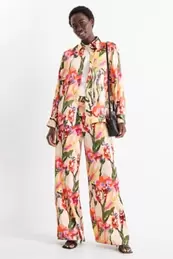 Pantalon - high waist - wide leg - gebloemd