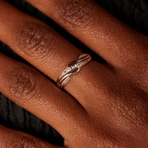 14 Karaat bicolour ring met diamant 0,01ct