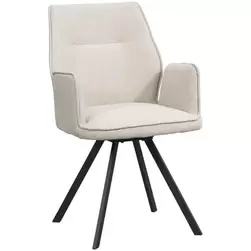 Eetkamerstoel Raffy met armleuning - stof - beige