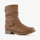 Blue Box gevoerde dames enkellaarsjes met gesp cognac