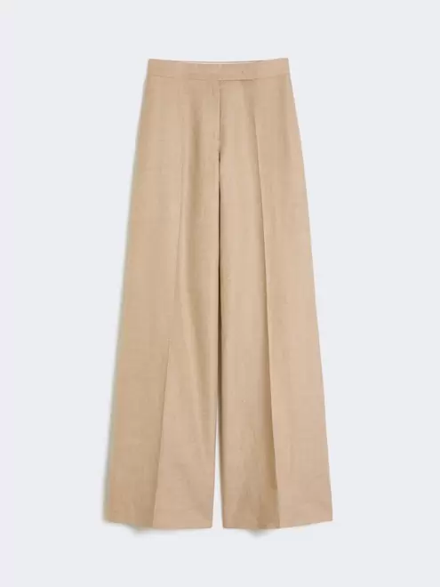 Regular-cut trousers in linen basketweave