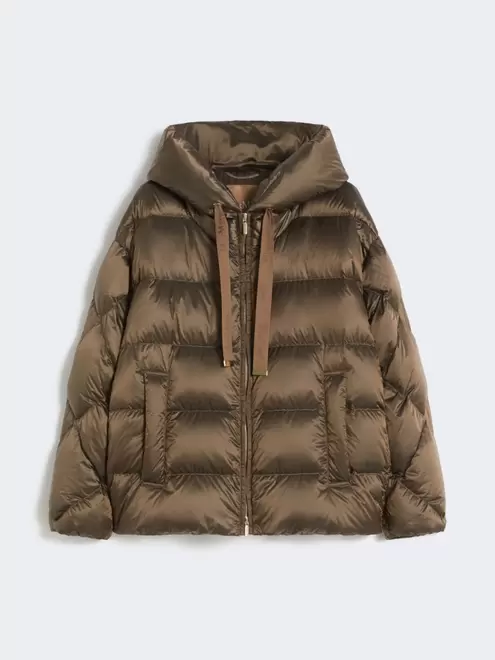 Water-repellent canvas belted down jacket