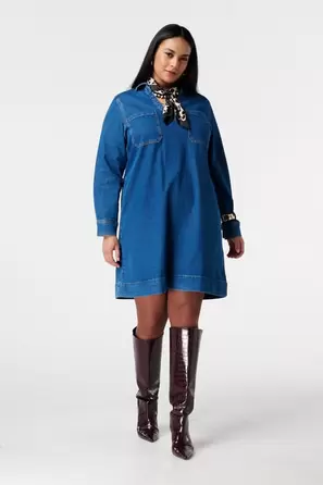 Spijkerjurk met v-hals