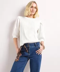 T-shirt met jacquard structuur