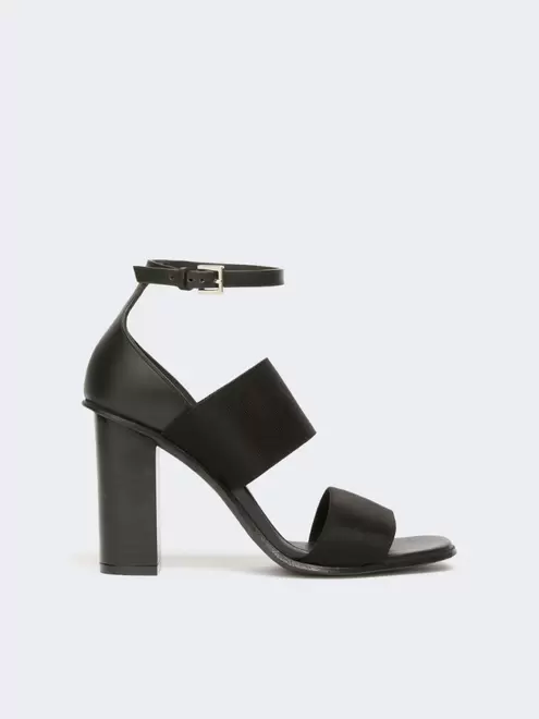 Sandals in calfskin and elasticated webbing