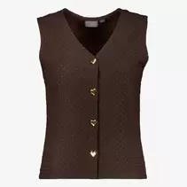 TwoDay dames gilet bruin met hartjes knopen