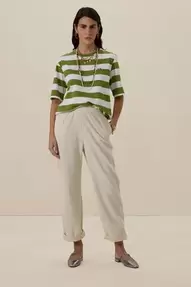 Witte mid waist wide leg corduroy broek