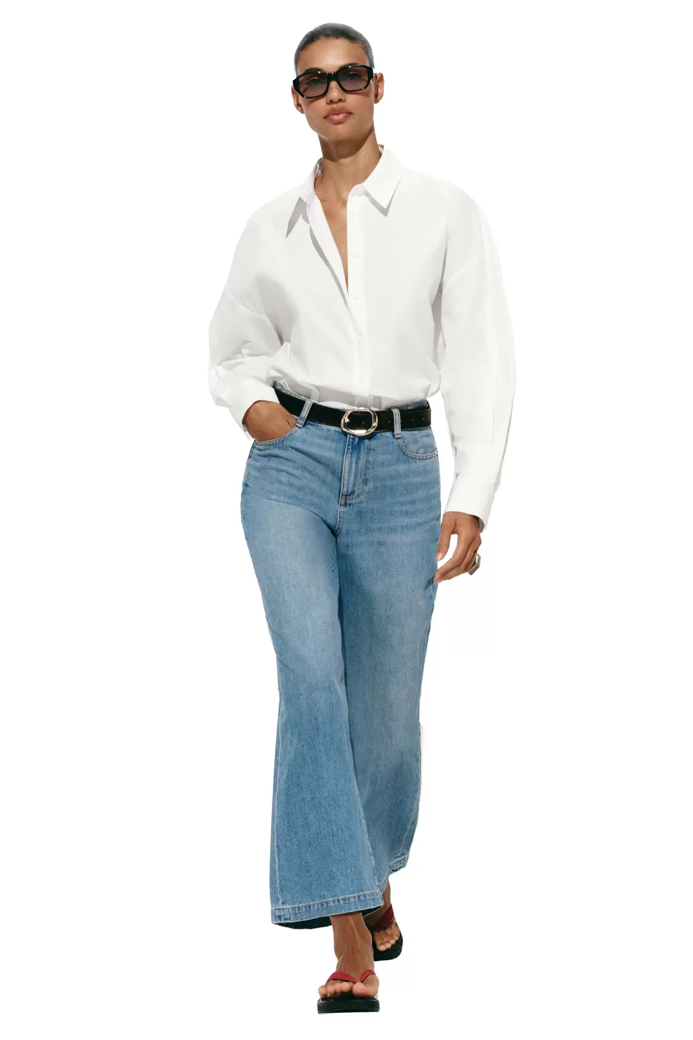 JEANS Z.08 WIDE LEG CROPPED MET CEINTUUR