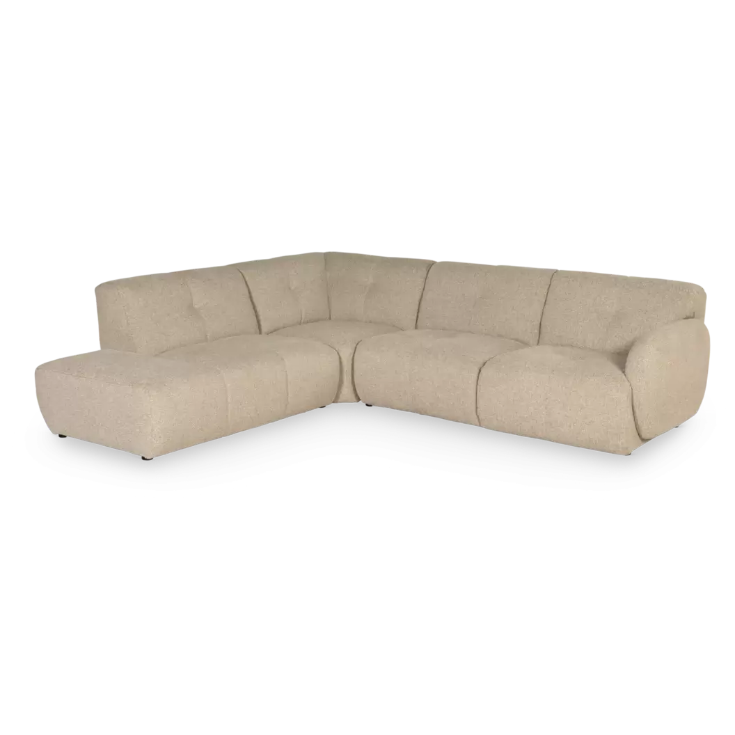 Hoekbank Tahiti - ottomane + 2,5-zits - stof Milan Mink