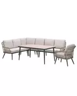 Kalibo lounge dining set 6-delig links incl stoel - desert sand
