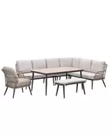 Kalibo lounge dining set 7-delig rechts - desert sand