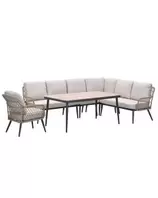 Kalibo lounge dining set 6-delig rechts incl stoel - desert sand