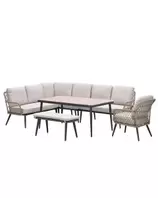 Kalibo lounge dining set 7-delig links - desert sand