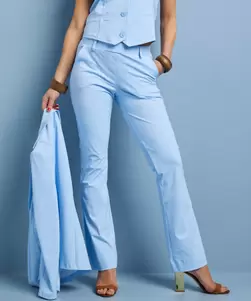 Flared fit broek travelstof pinstripe