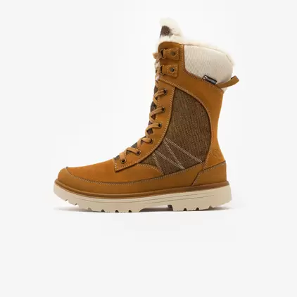 Warme waterdichte laarzen NH900 leer dames bruin