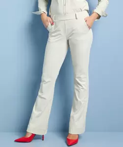 Flared fit broek travelstof pinstripe