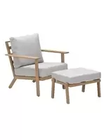 Ariana loungestoel light teak look incl voetenbank