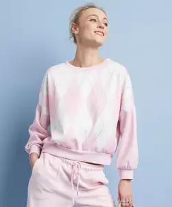 Jersey trui met ruiten dessin