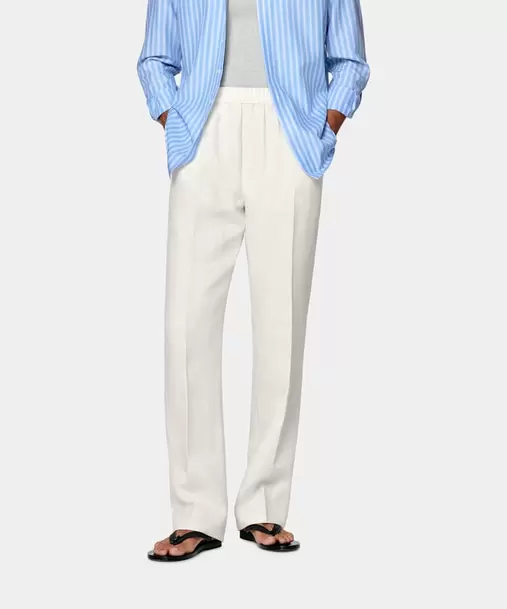 Off-White Wide Leg Straight Trousers
