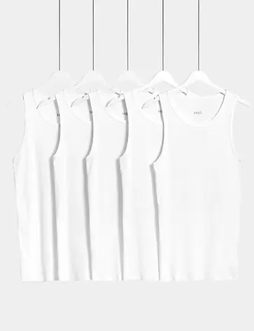 Set van 5 mouwloze essentiële hemdjes van katoen