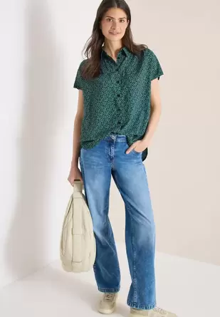 Blouse met korte mouwen en knoopsluiting