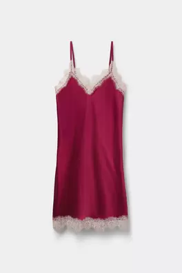 Silk Slip with Contrasting Lace