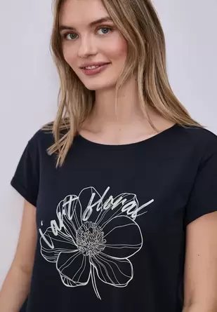 Shirt met korte mouwen en bloemen Artwork