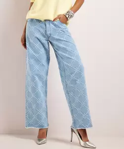 Wide fit jeans met patroon