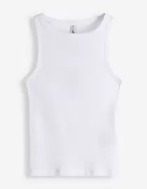 Cropped top - Geribd - wit