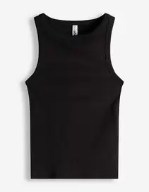 Cropped top - Geribd - zwart