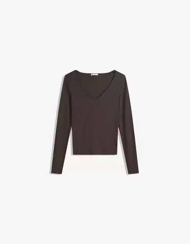 T-shirt met lange mouw en V-hals