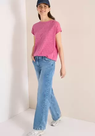 Shirt in burnout look met boothals