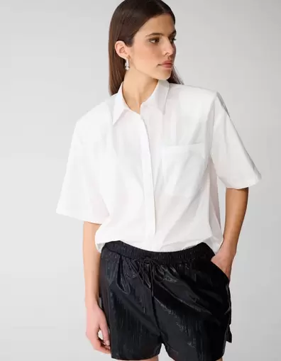 Oversized Short Sleeve Blouse Wit