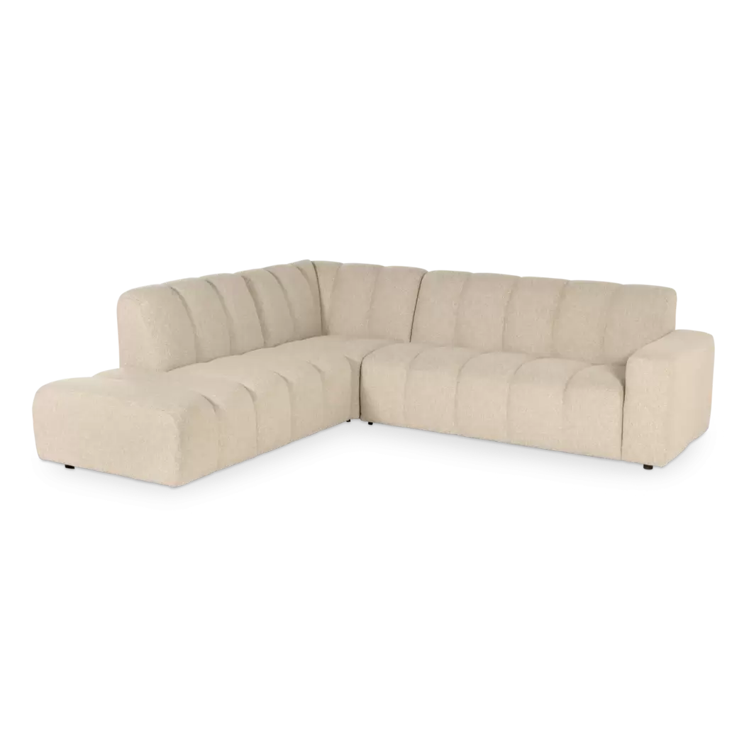 Hoekbank Hollywood - ottomane + 3-zits - stof Lodge Beige