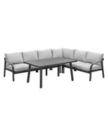 Tarera lounge dining set 5-delig rechts- donker grijs