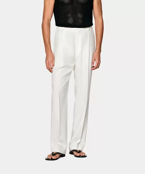 Off-White Wide Leg Straight Suit Trousers