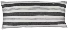 Kussen linnen streep zwart ecru rechthoek
