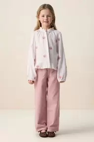 Roze high waist straight leg corduroy broek