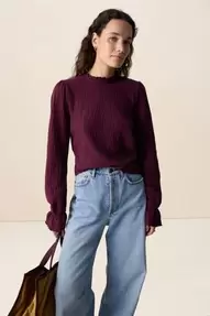 Donkerrood T-shirt met lurex