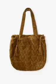 Donkergroene velvet shopper met hartjes