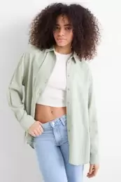 Overhemdblouse met linnengehalte