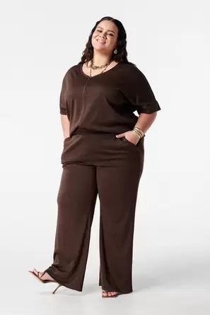 Wide leg broek met lurex