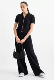 Pantalon met linnengehalte - mid waist - loose fit