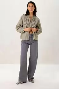 Grijze high waist wide leg jeans